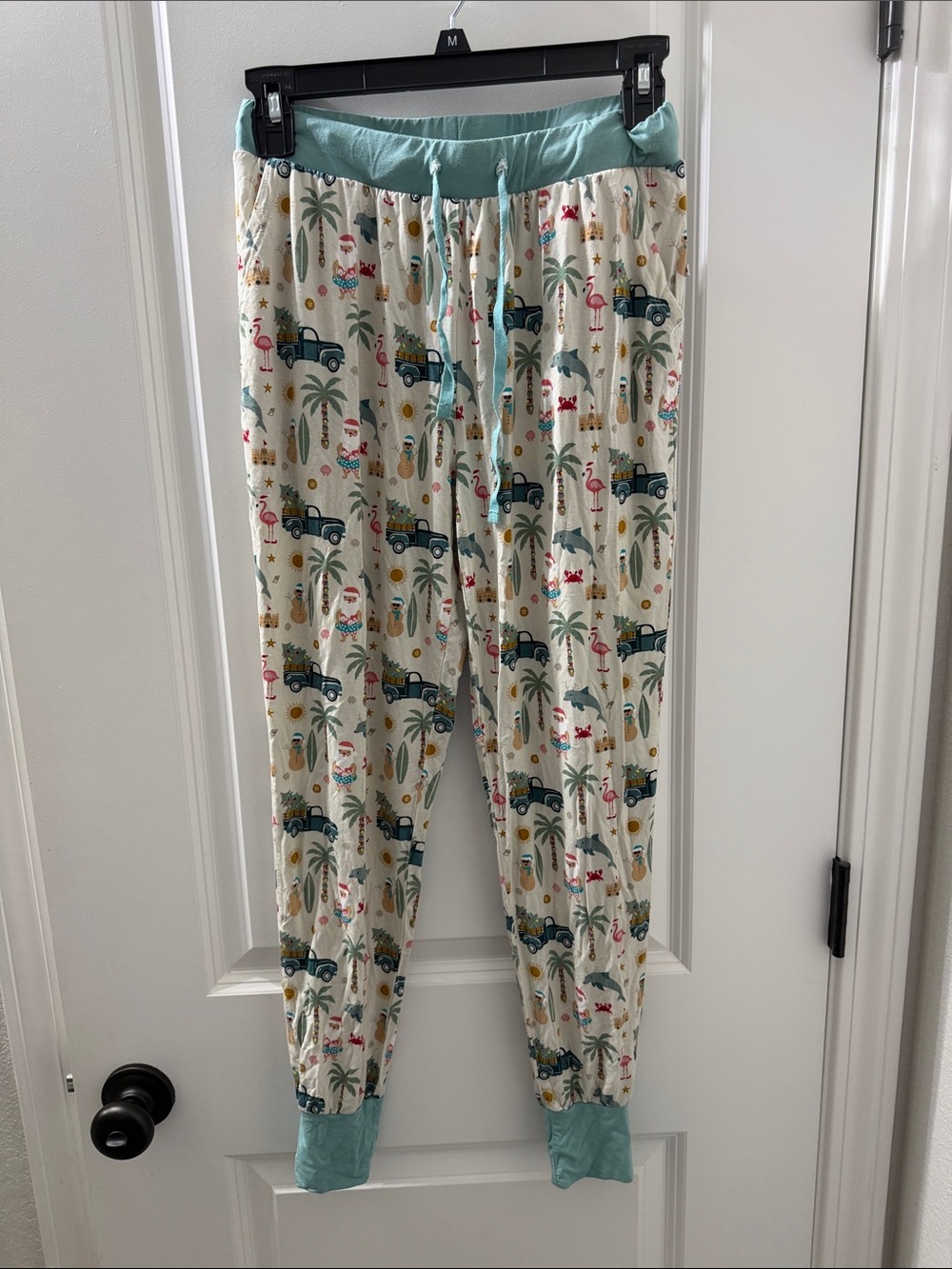 Emerson and Friends Adult Bamboo Joggers in Coastal Christmas Print